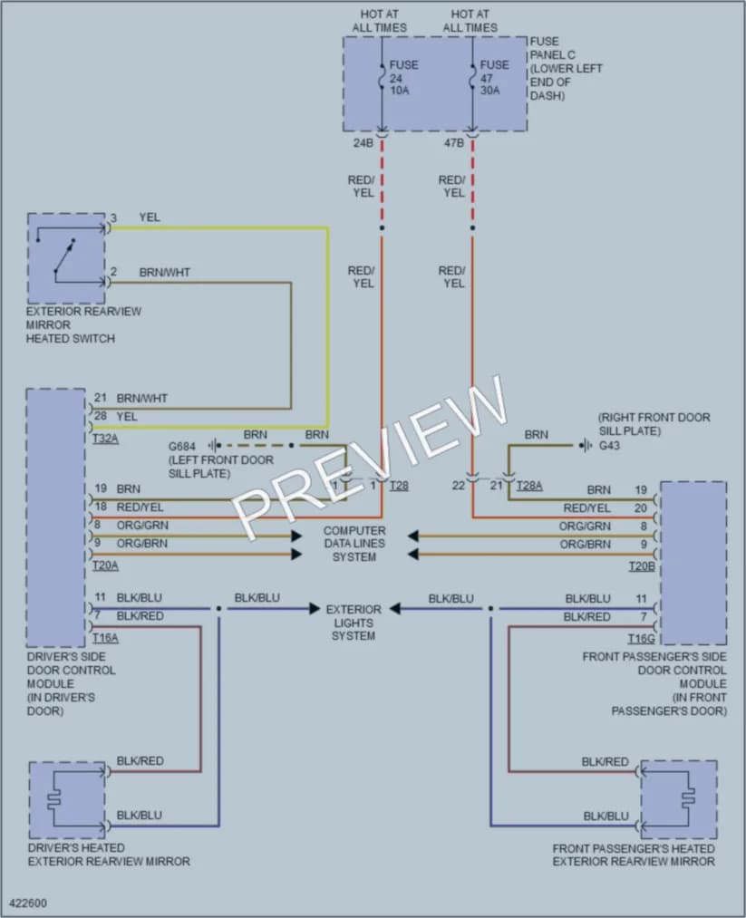 2014 Volkswagen Tiguan Defoggers wiring diagram preview