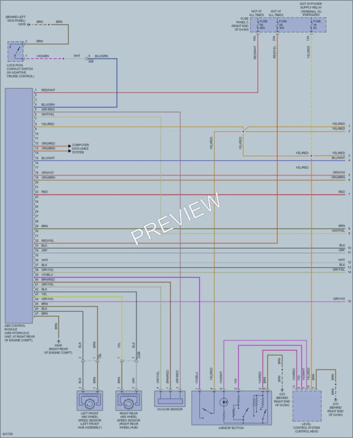 2014 Volkswagen Touareg Anti Lock Brakes wiring diagram preview