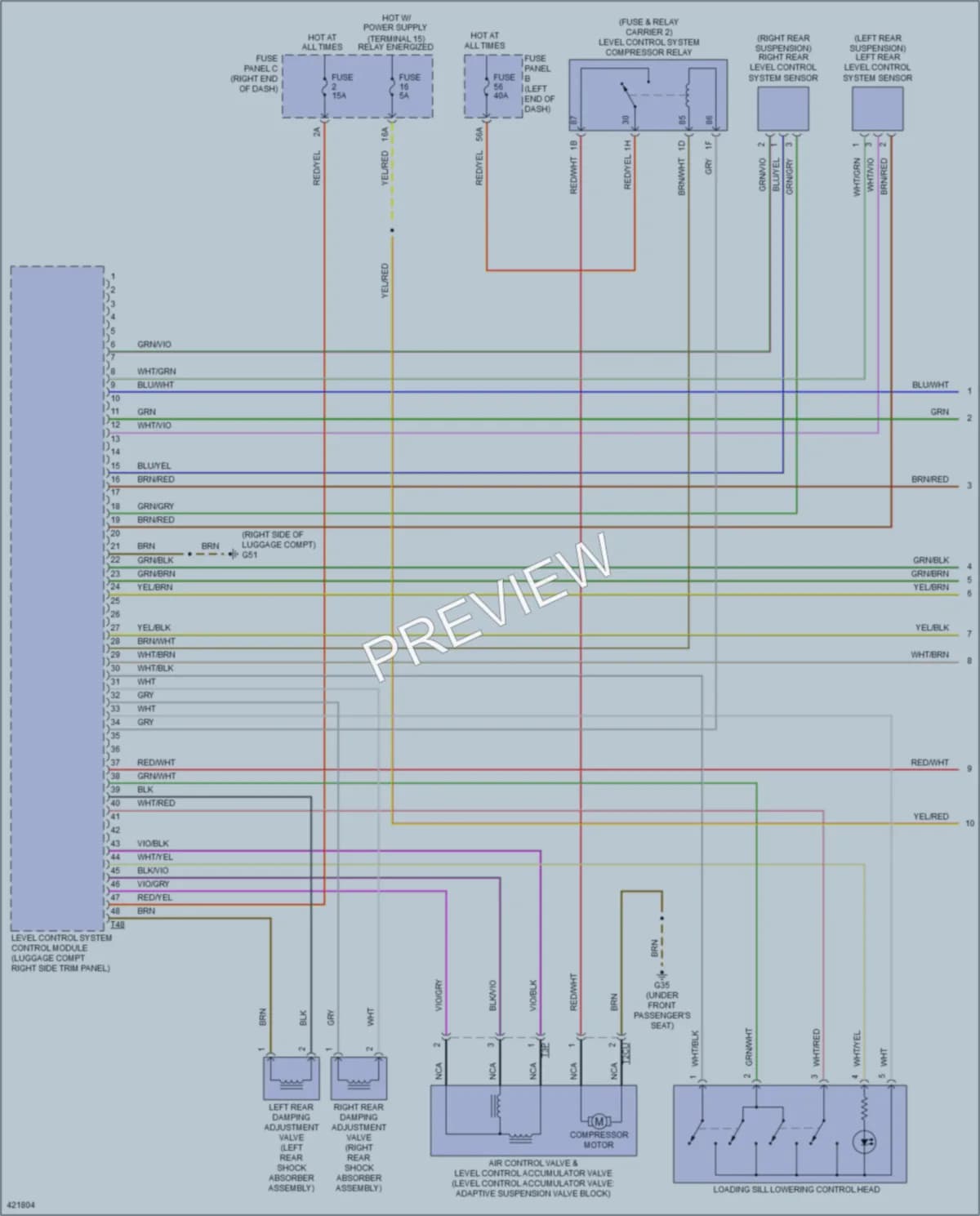 2014 Volkswagen Touareg Electronic Suspension wiring diagram preview