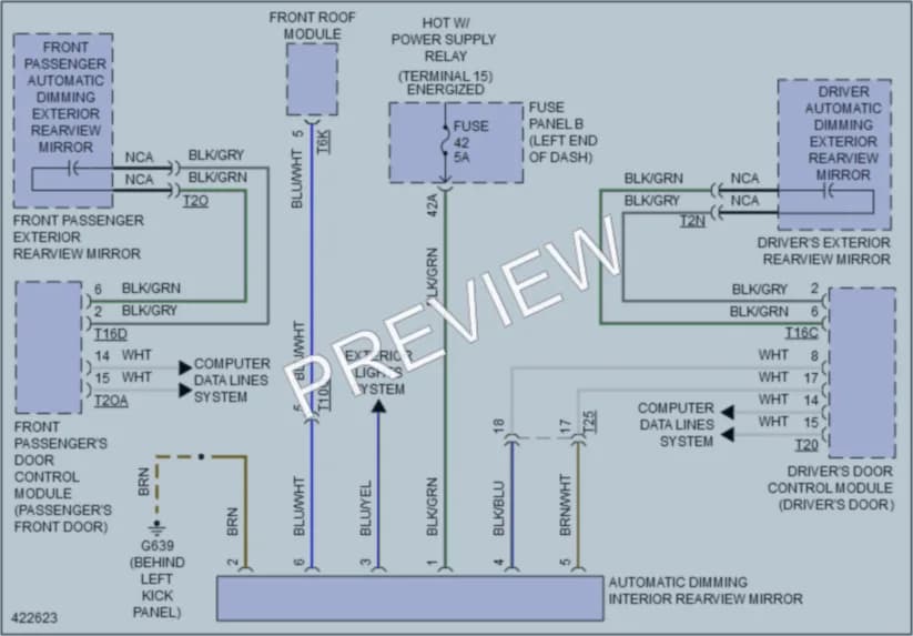 2014 Volkswagen Touareg Power Mirrors wiring diagram preview