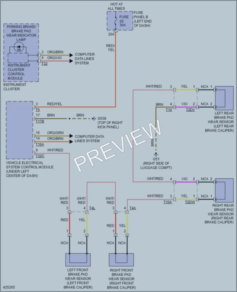 2014 Volkswagen Touareg Warning Systems wiring diagram preview