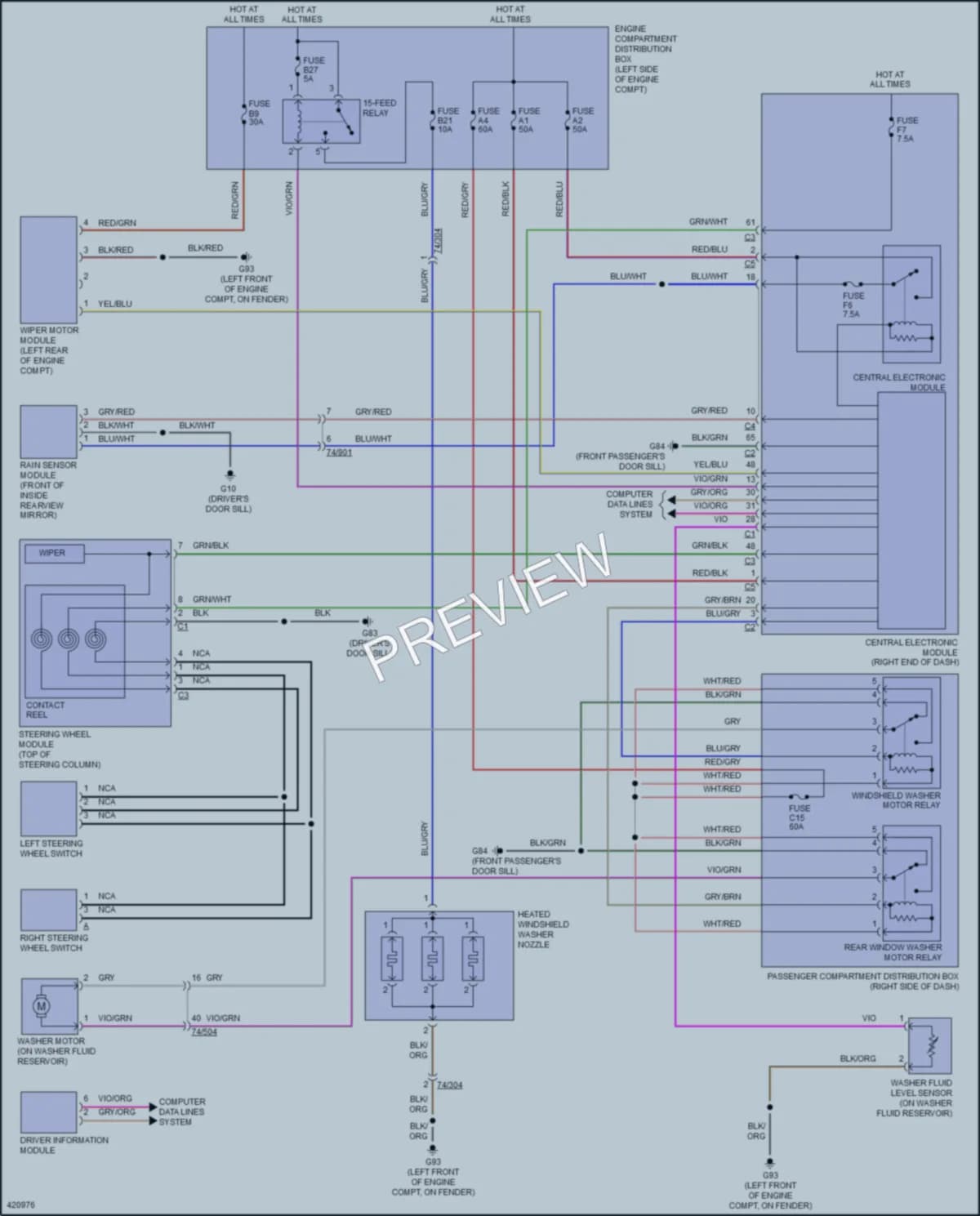 2014 Volvo S60 Wiper Washer wiring diagram preview
