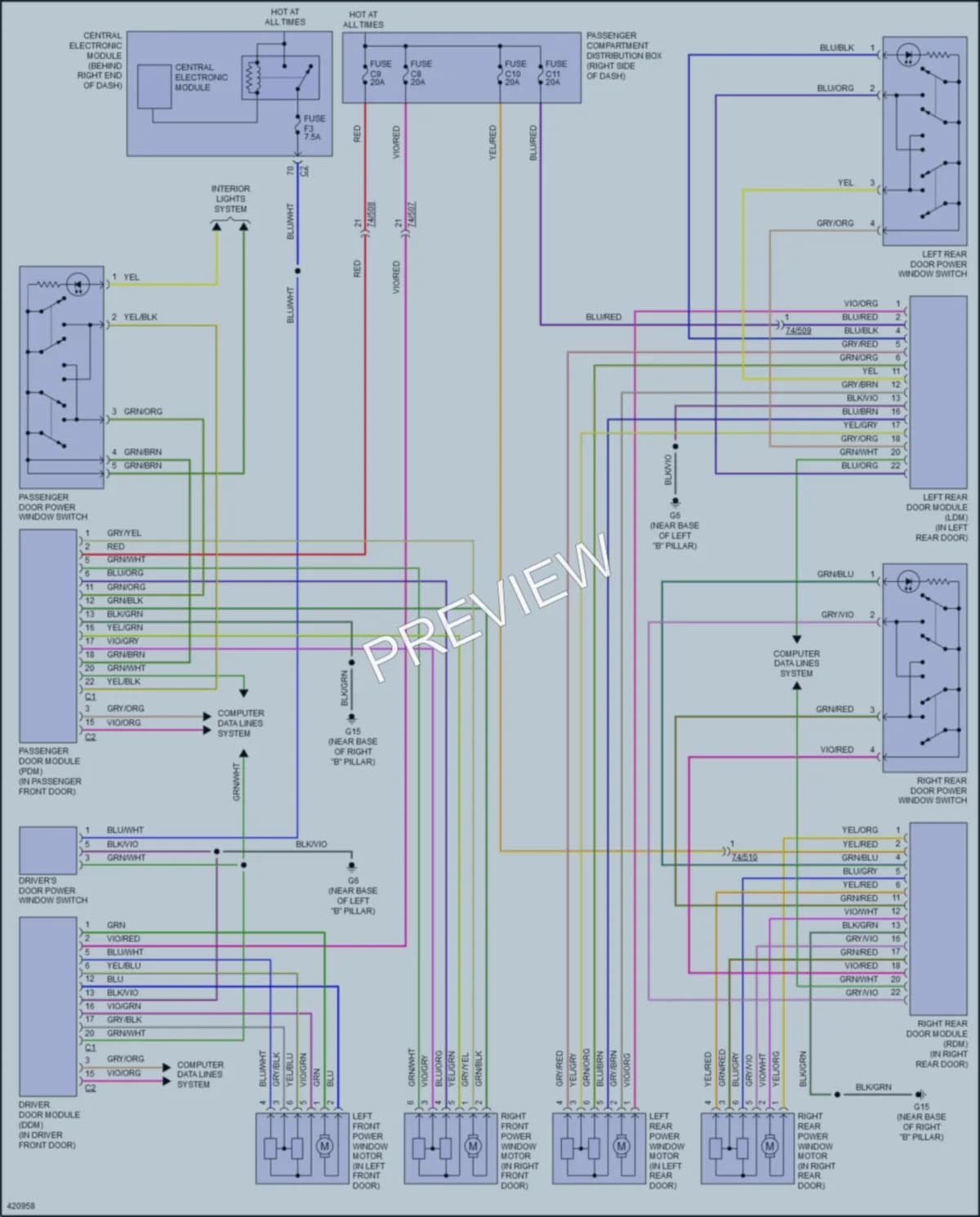 2014 Volvo S80 Power Windows wiring diagram preview