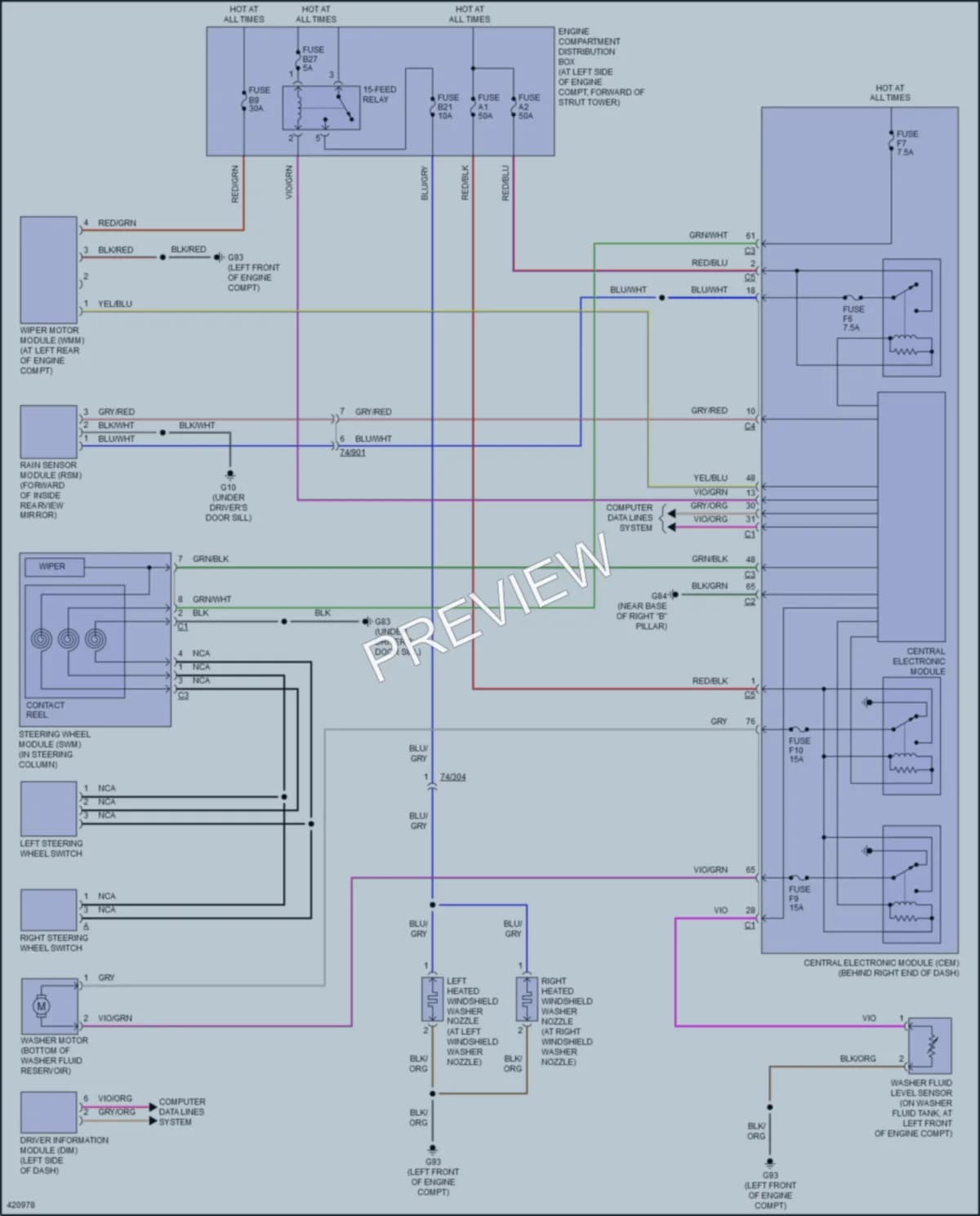 2014 Volvo S80 Wiper Washer wiring diagram preview