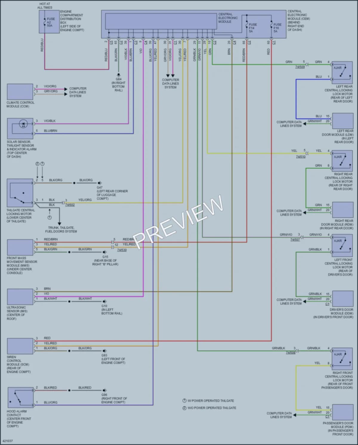 2014 Volvo XC60 Anti Theft wiring diagram preview