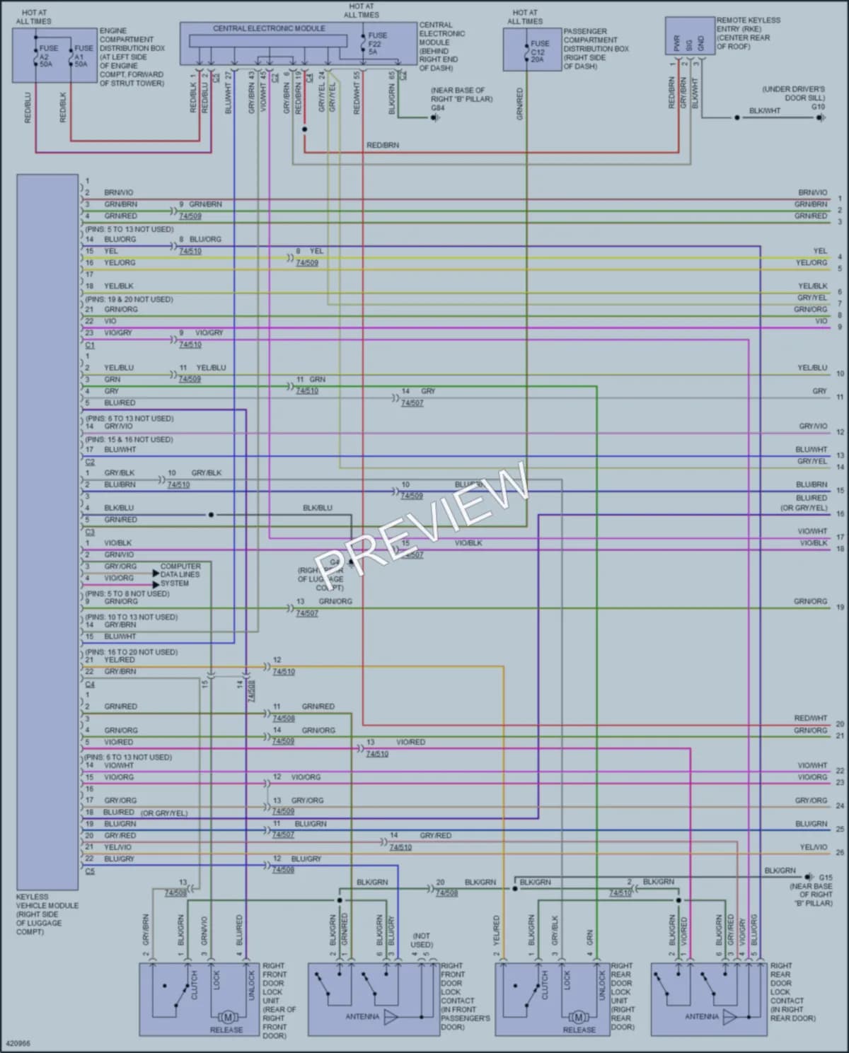 2014 Volvo XC70 Power Door Locks wiring diagram preview