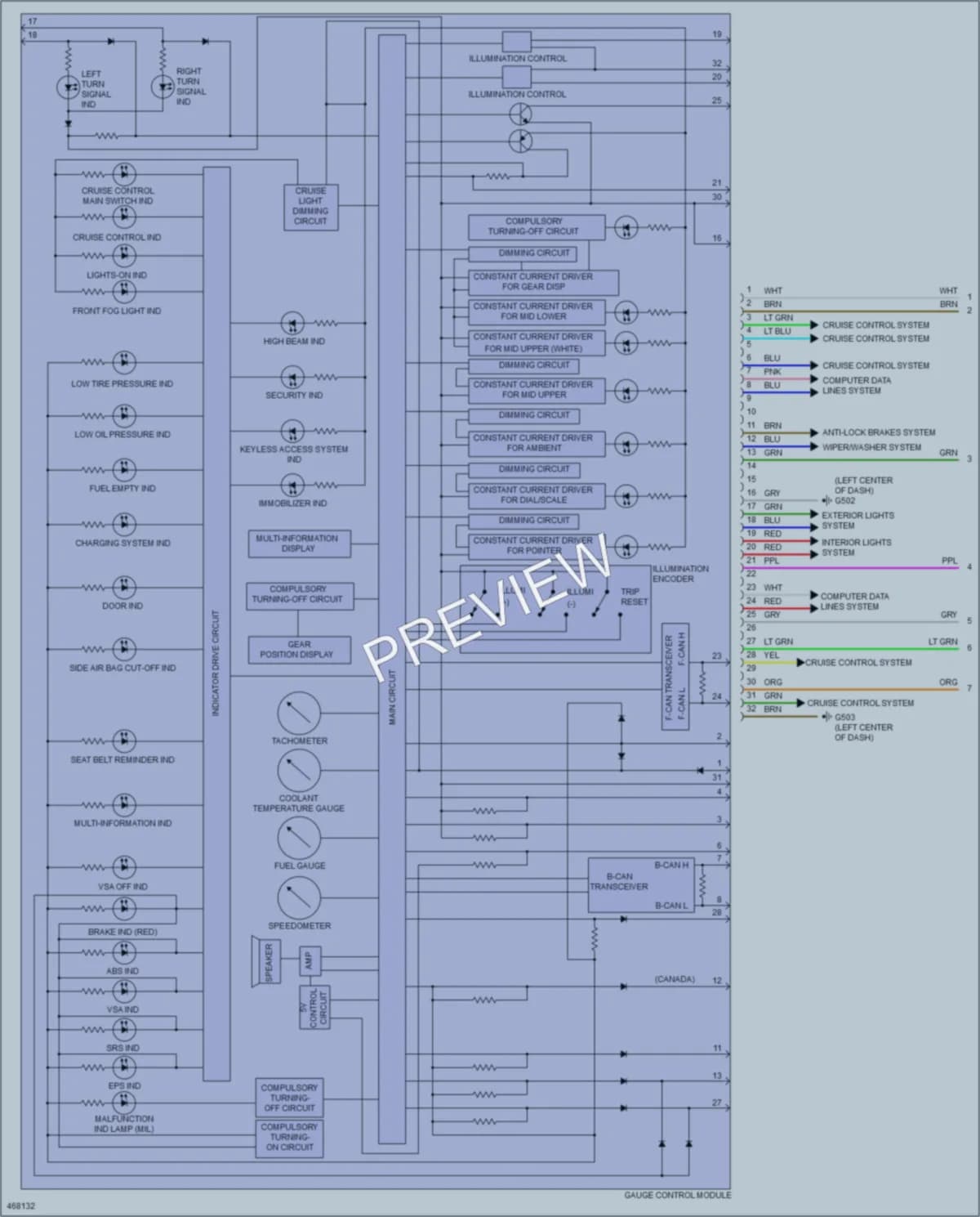 2015 Acura ILX Instrument Cluster wiring diagram preview