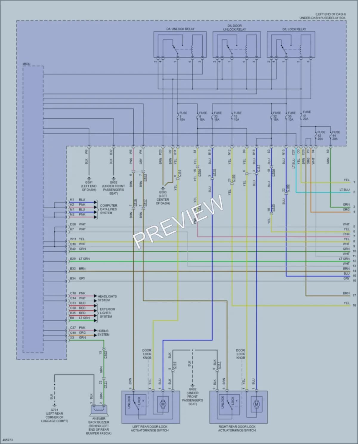 2015 Acura ILX Power Door Locks wiring diagram preview
