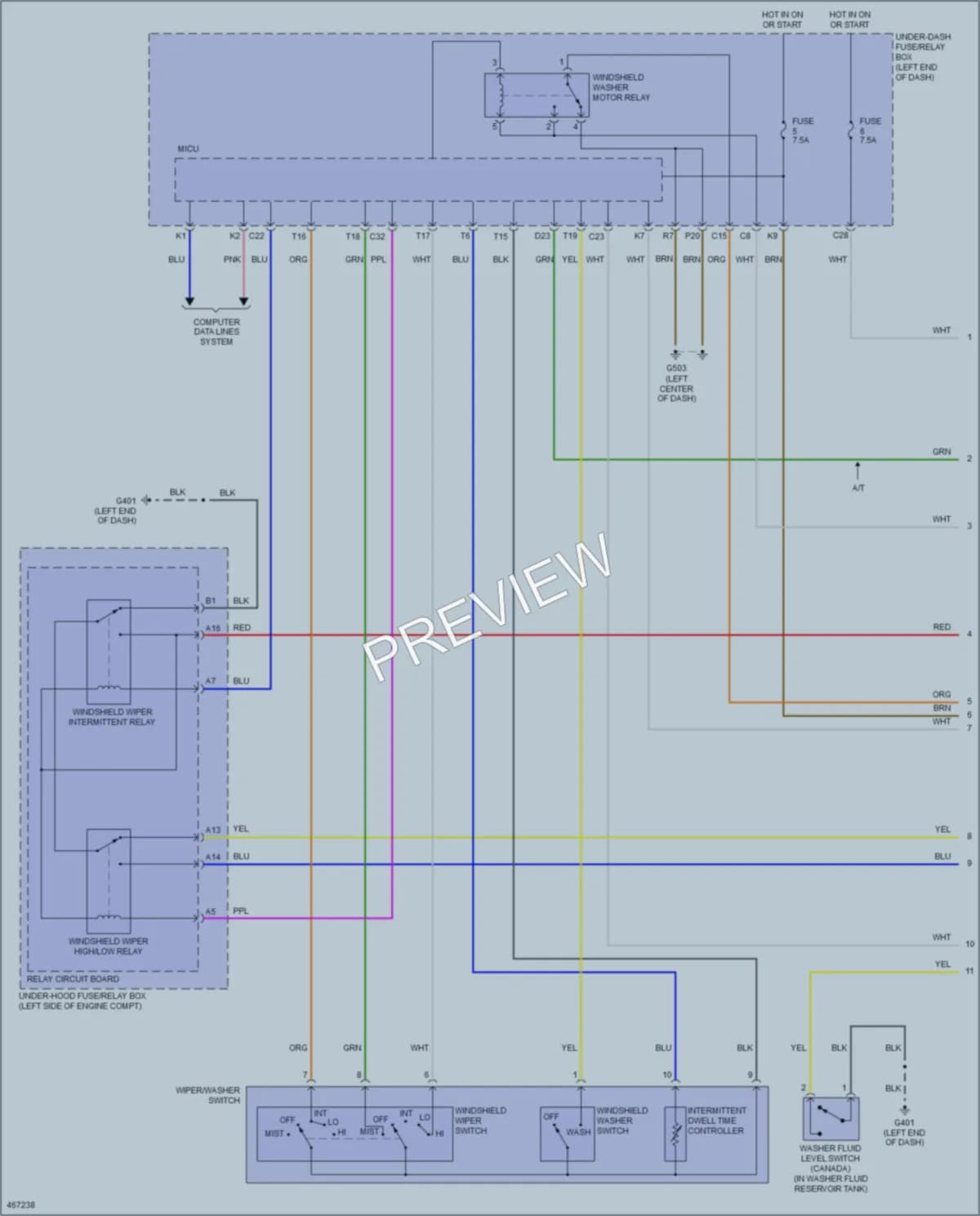 2015 Acura ILX Wiper Washer wiring diagram preview