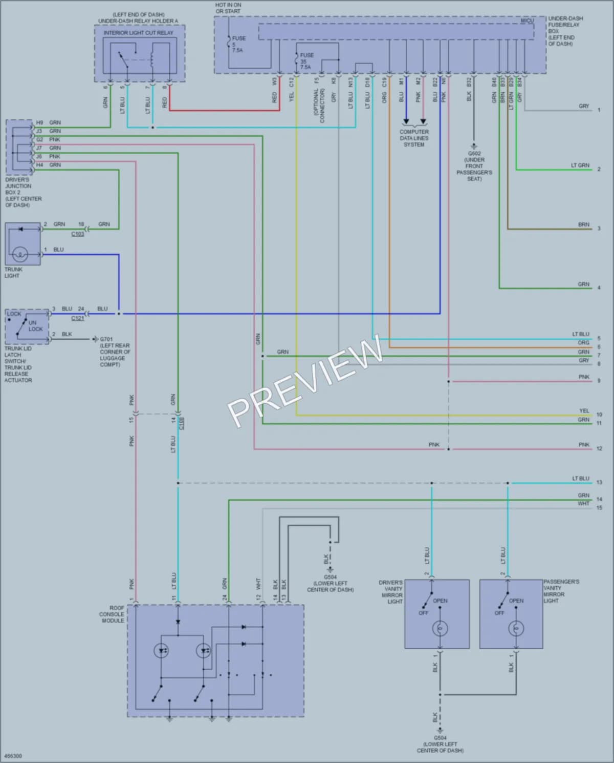 2015 Acura ILXHybrid Interior Lights wiring diagram preview