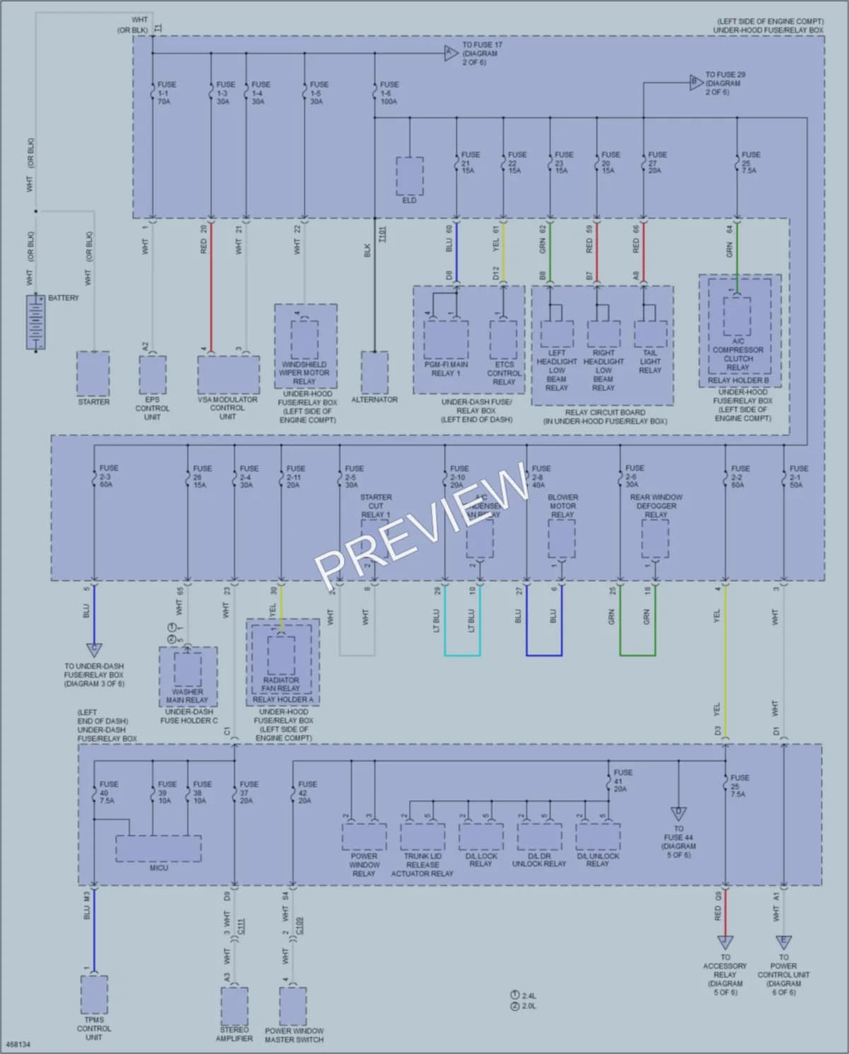 2015 Acura ILXHybrid Power Distribution wiring diagram preview