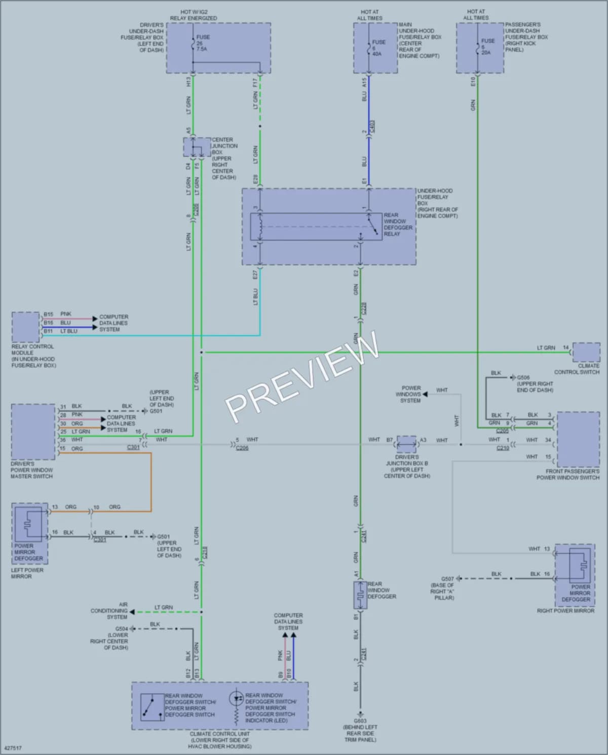 2015 Acura MDX Defoggers wiring diagram preview