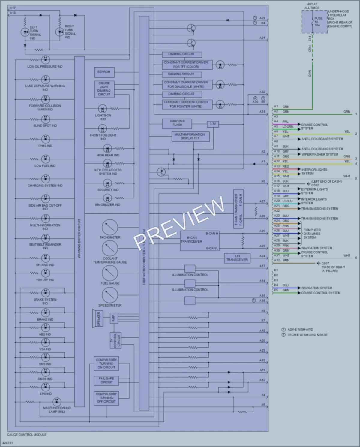 2015 Acura MDX Instrument Cluster wiring diagram preview