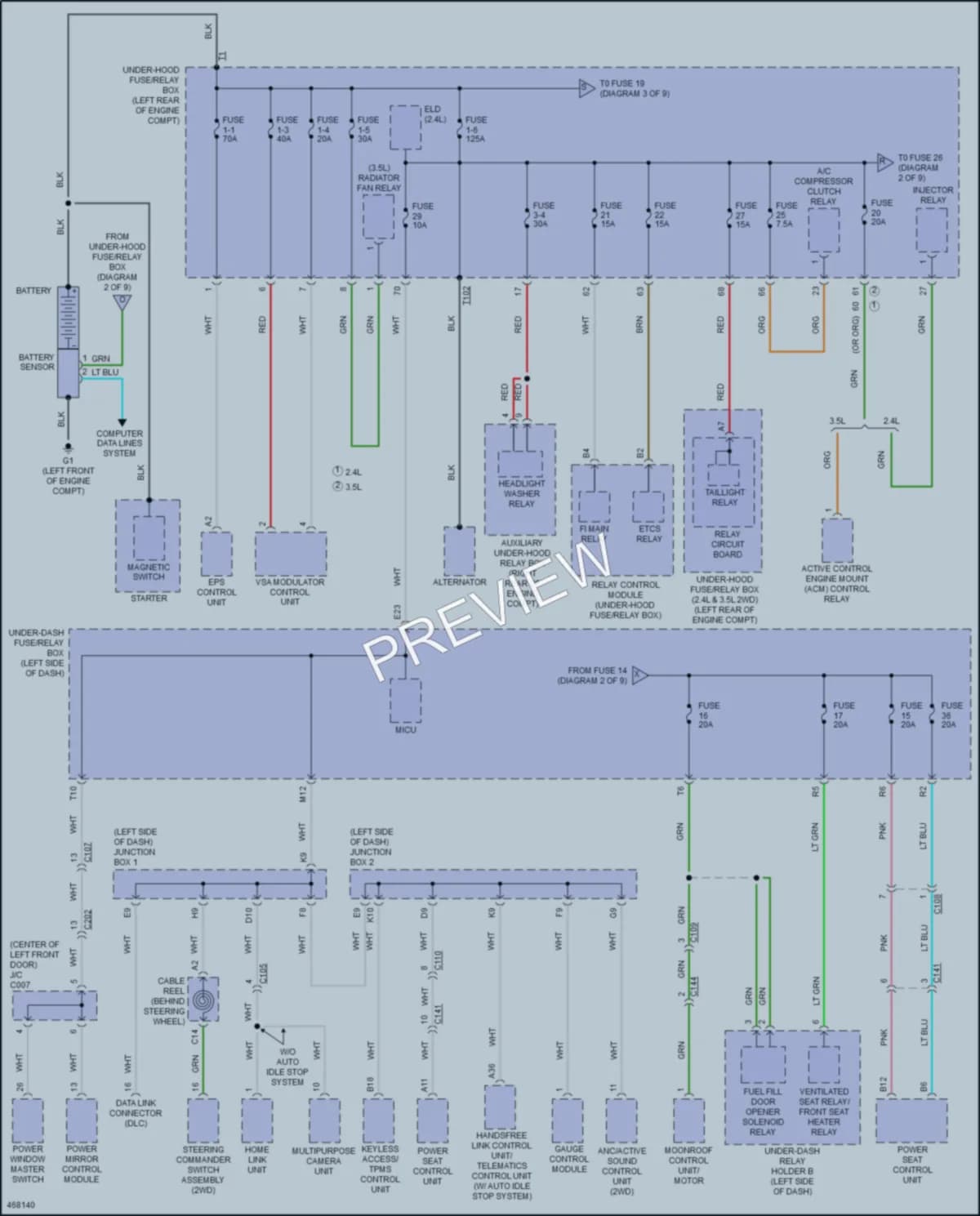 2015 Acura TLX Power Distribution wiring diagram preview