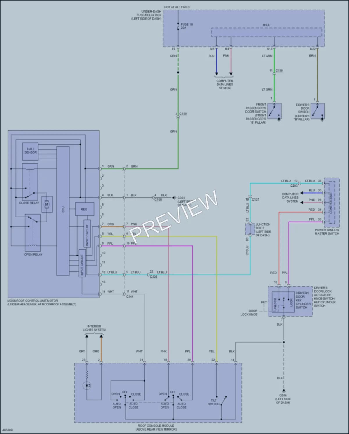 2015 Acura TLX Power Top Sunroof wiring diagram preview