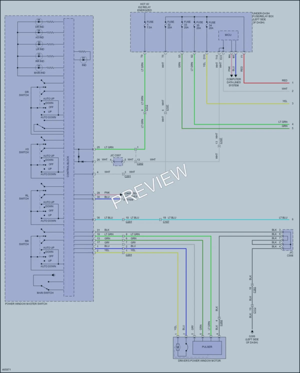 2015 Acura TLX Power Windows wiring diagram preview