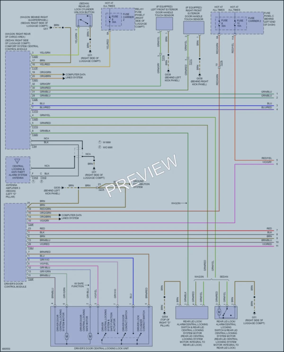 2015 Audi A4allroad Power Door Locks wiring diagram preview