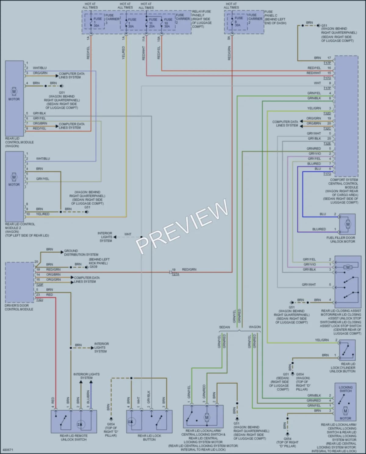 2015 Audi A4allroad Trunk Tailgate Fuel Door wiring diagram preview