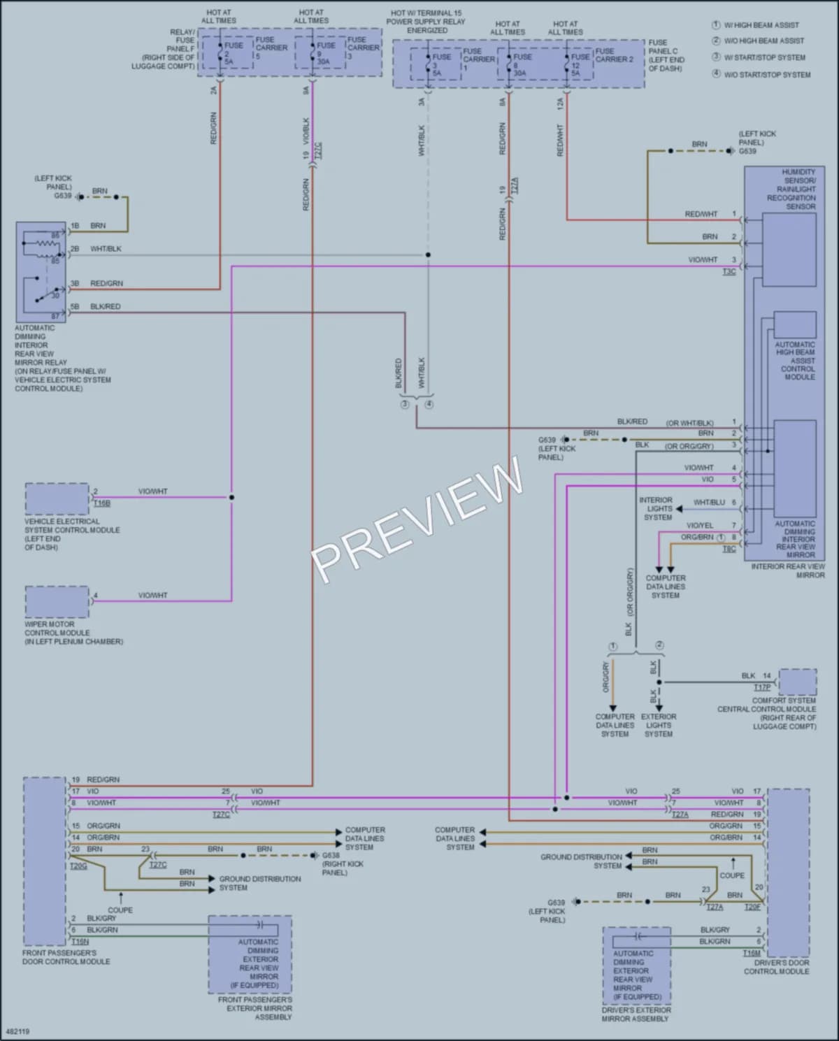 2015 Audi A5 Power Mirrors wiring diagram preview