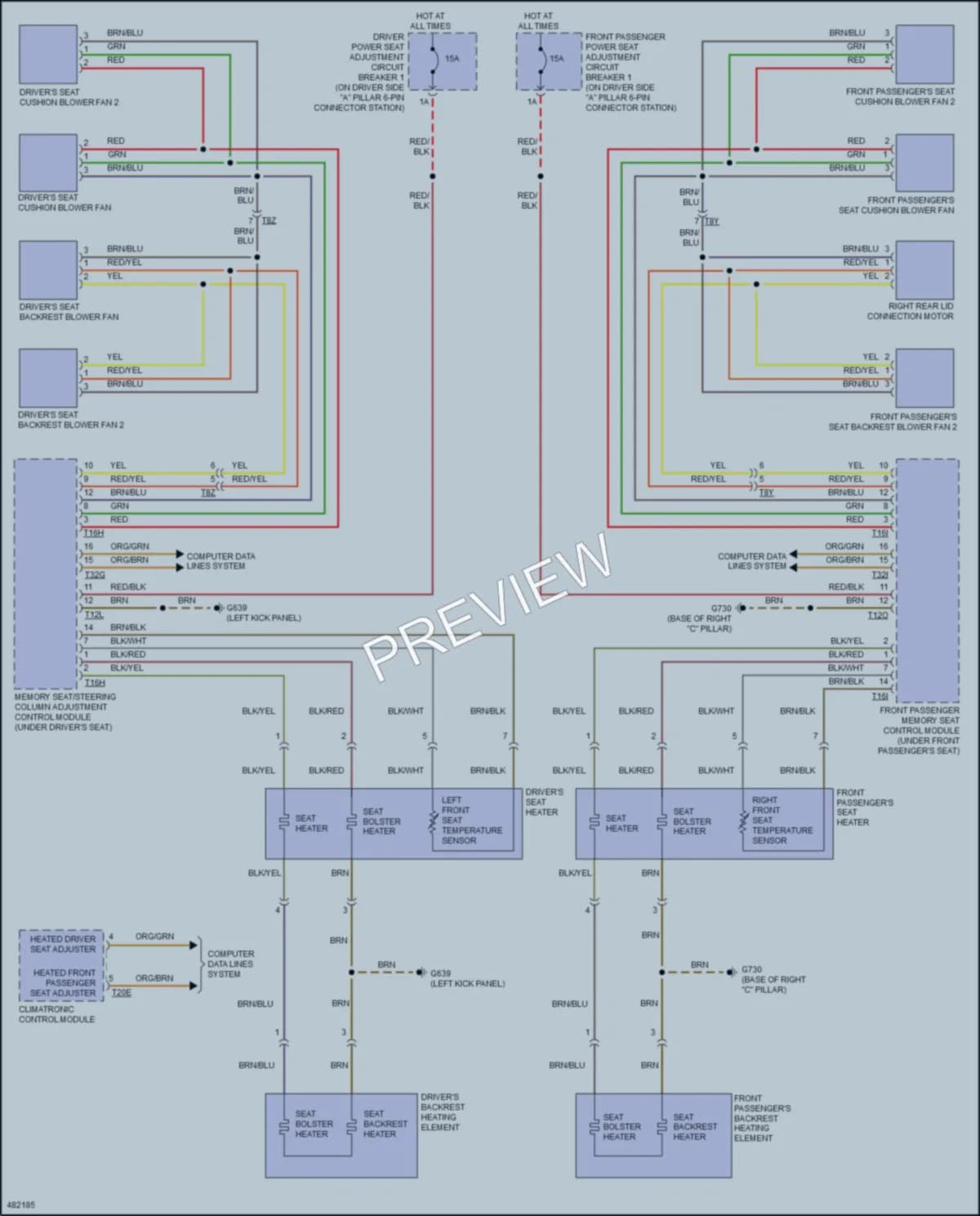 2015 Audi A5 Power Seats wiring diagram preview