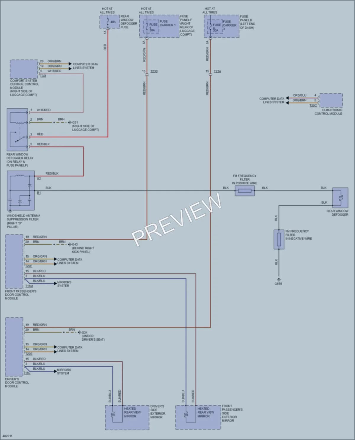 2015 Audi A6 Defoggers wiring diagram preview