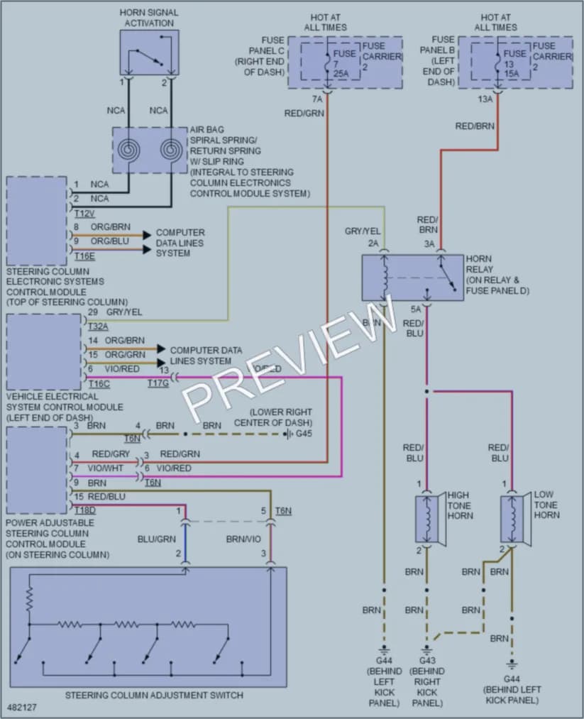 2015 Audi A6 Horn wiring diagram preview
