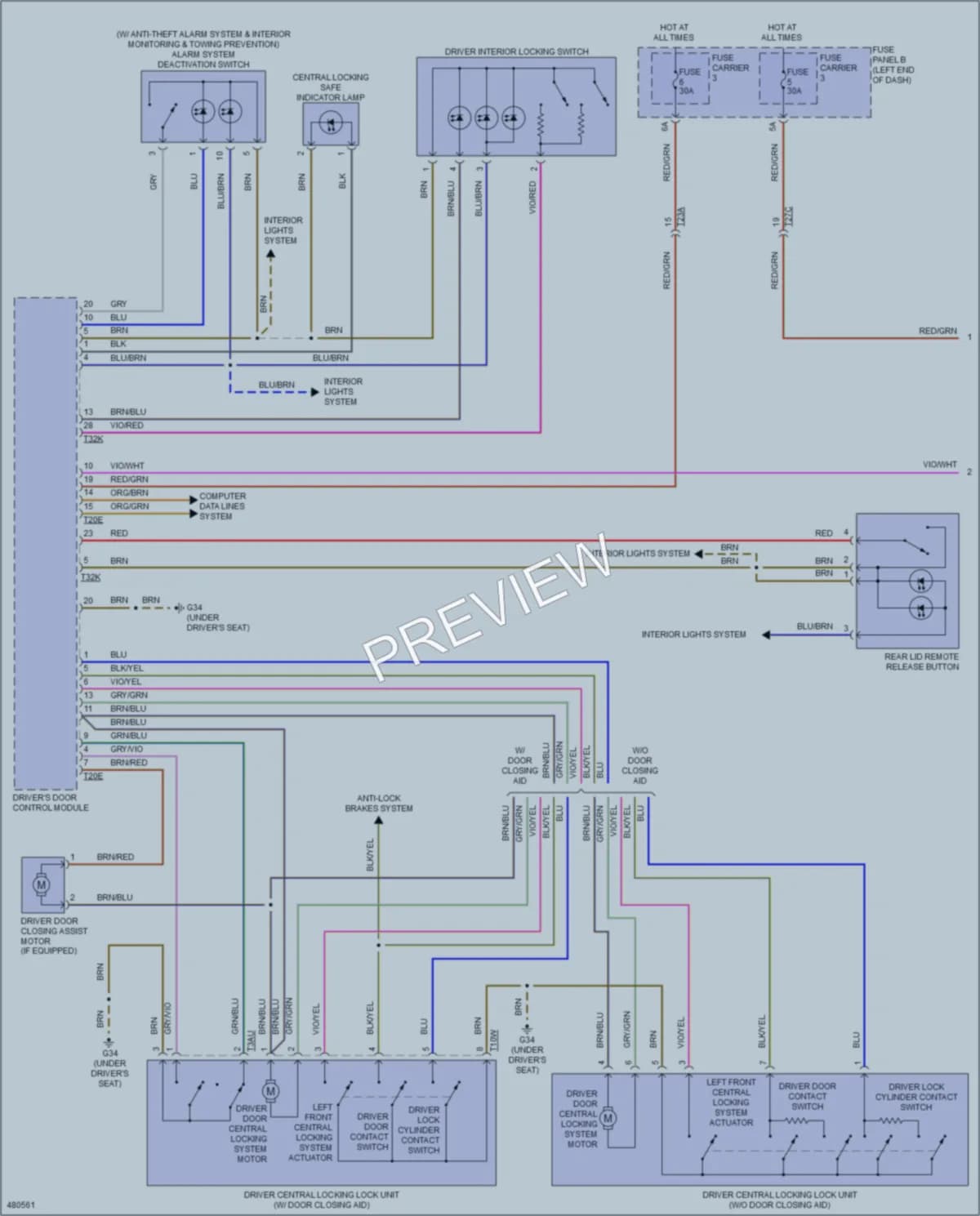 2015 Audi A6 Power Door Locks wiring diagram preview