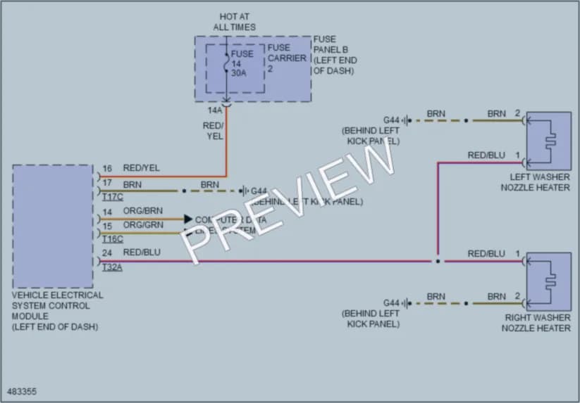 2015 Audi A6 Wiper Washer wiring diagram preview
