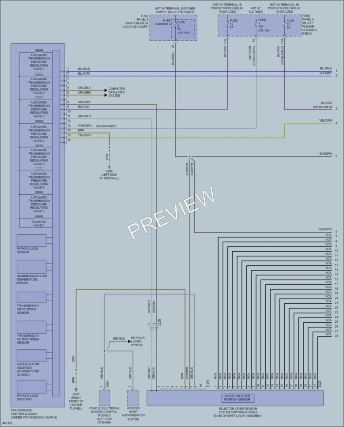 2015 Audi A7 Transmission wiring diagram preview