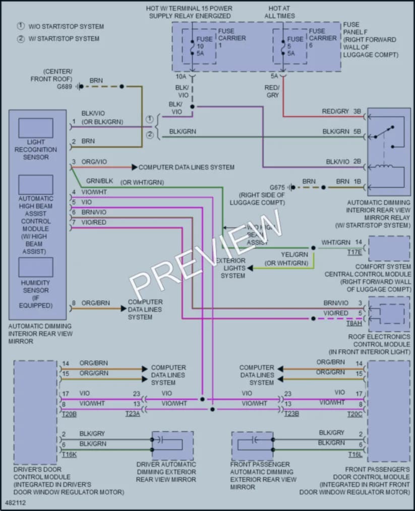 2015 Audi A8 Power Mirrors wiring diagram preview