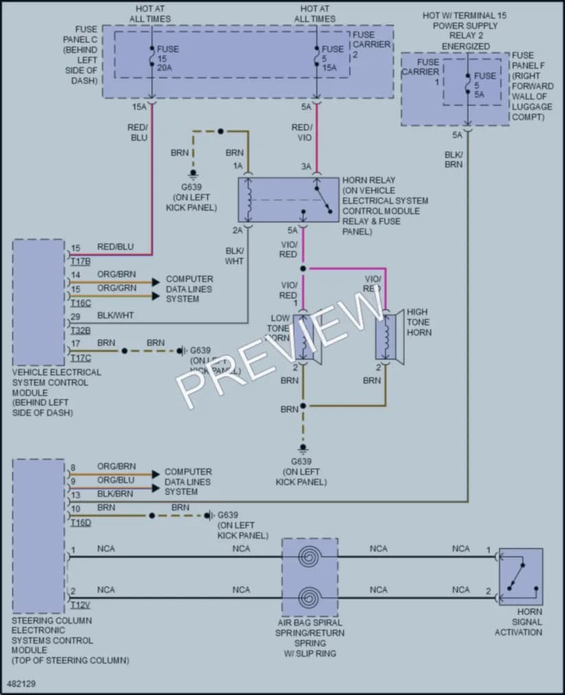 2015 Audi A8L Horn wiring diagram preview