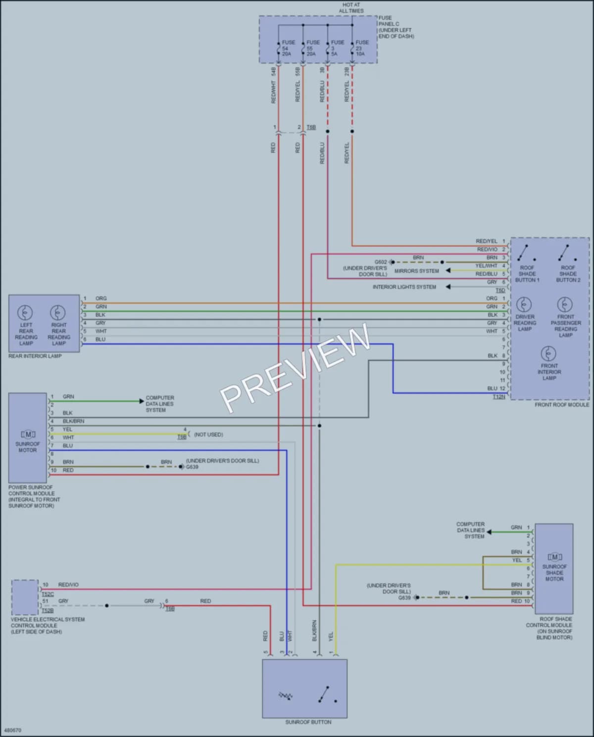 2015 Audi Q3 Power Top Sunroof wiring diagram preview
