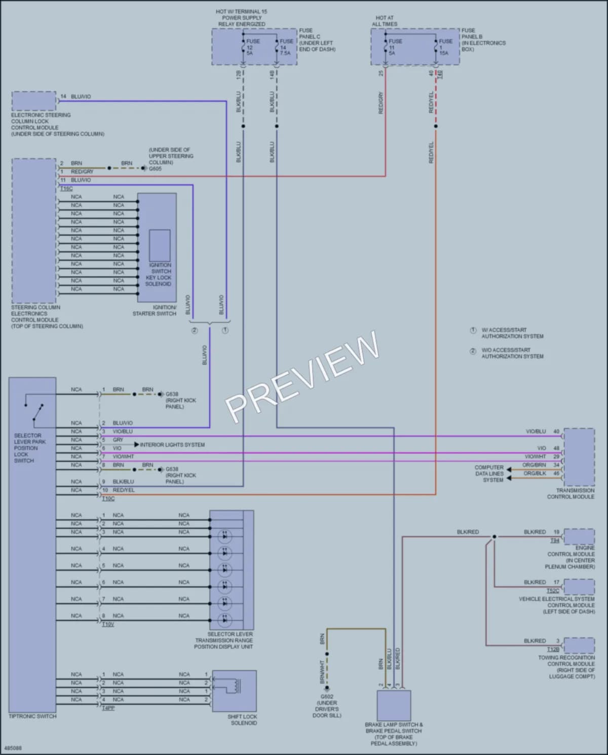 2015 Audi Q3 Shift Interlock wiring diagram preview