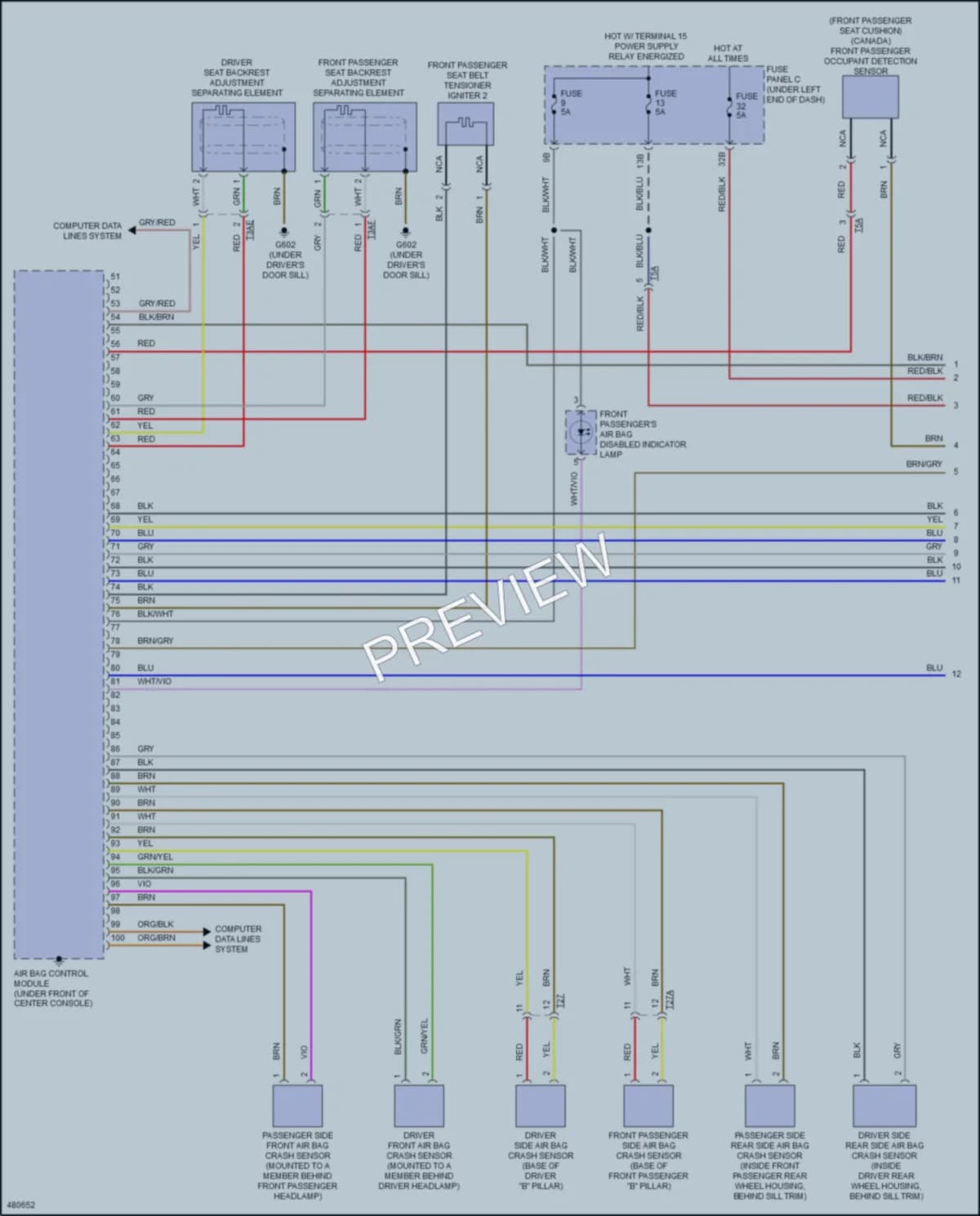 2015 Audi Q3 Supplemental Restraints wiring diagram preview