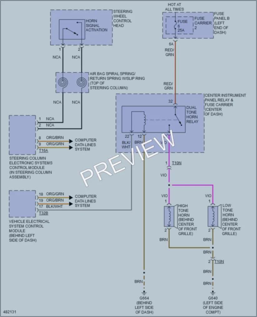 2015 Audi Q7 Horn wiring diagram preview