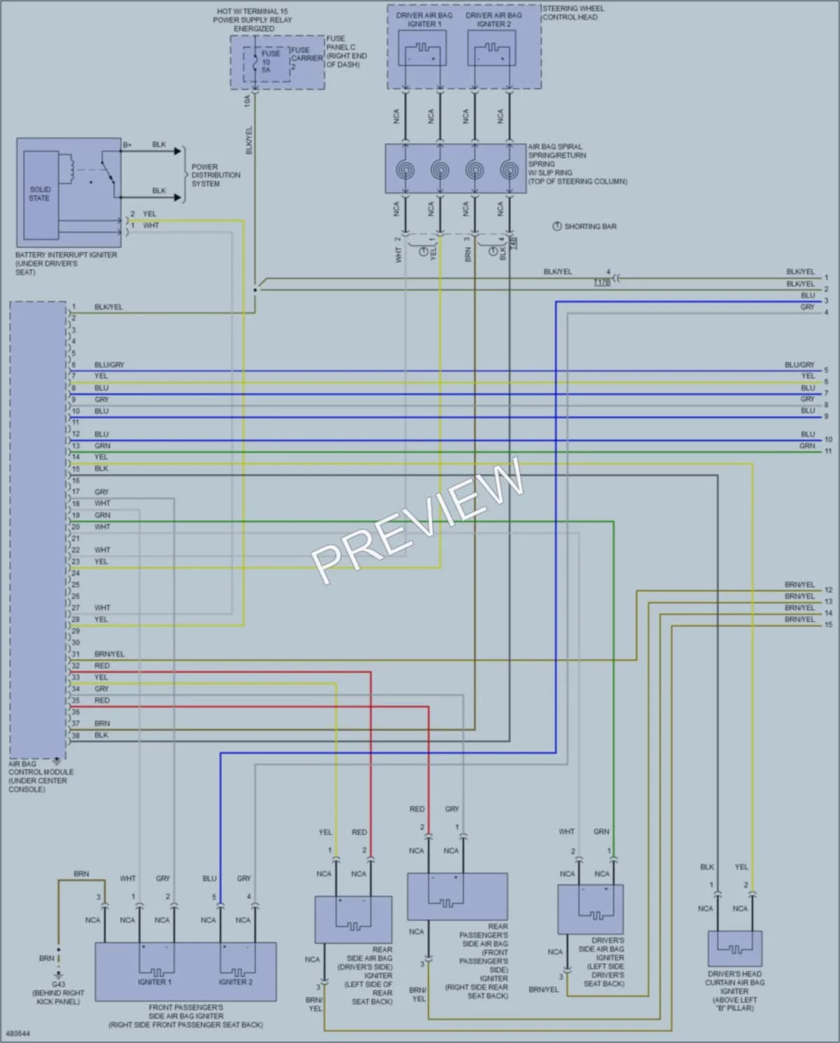 2015 Audi Q7 Supplemental Restraints wiring diagram preview