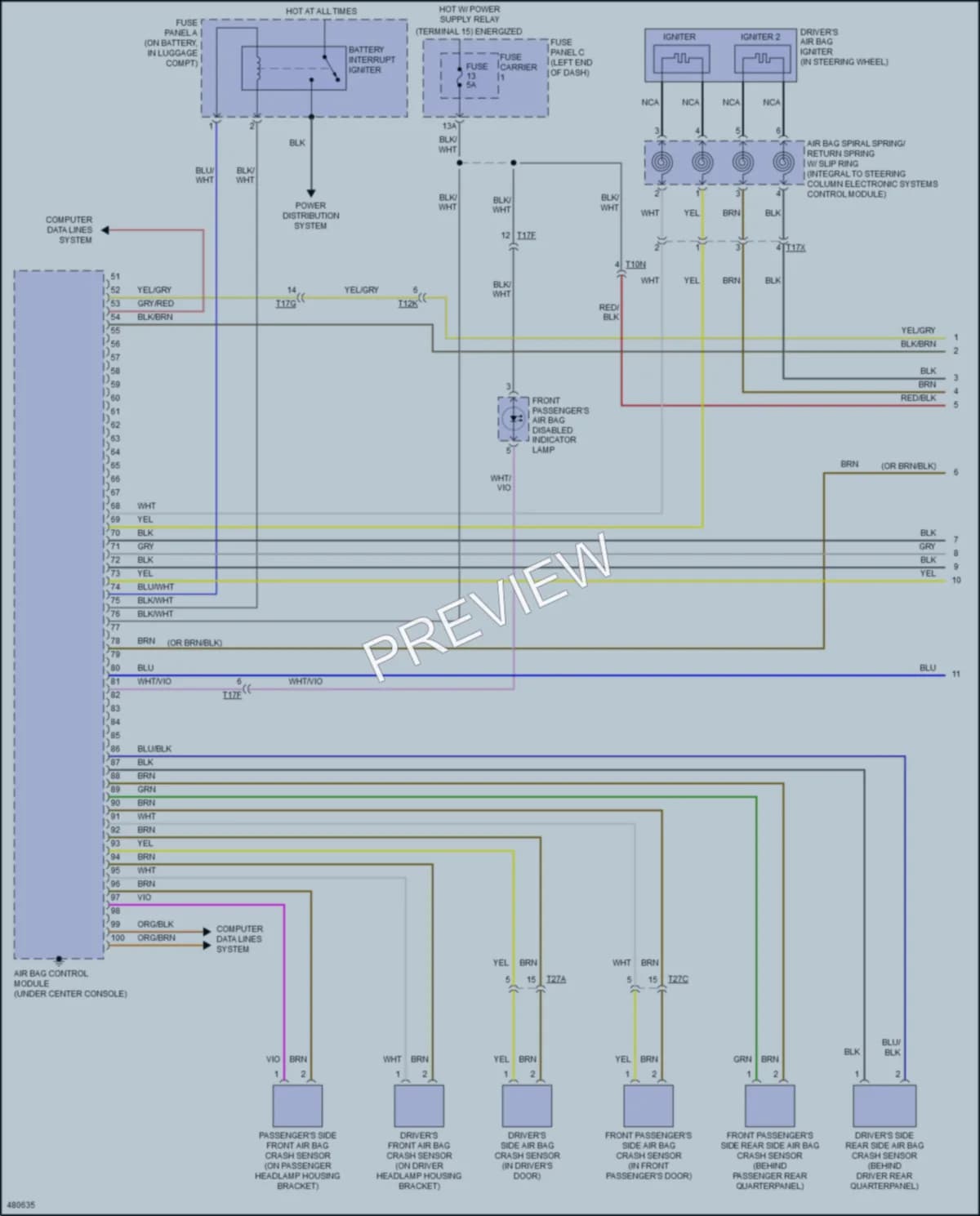 2015 Audi RS5 Supplemental Restraints wiring diagram preview
