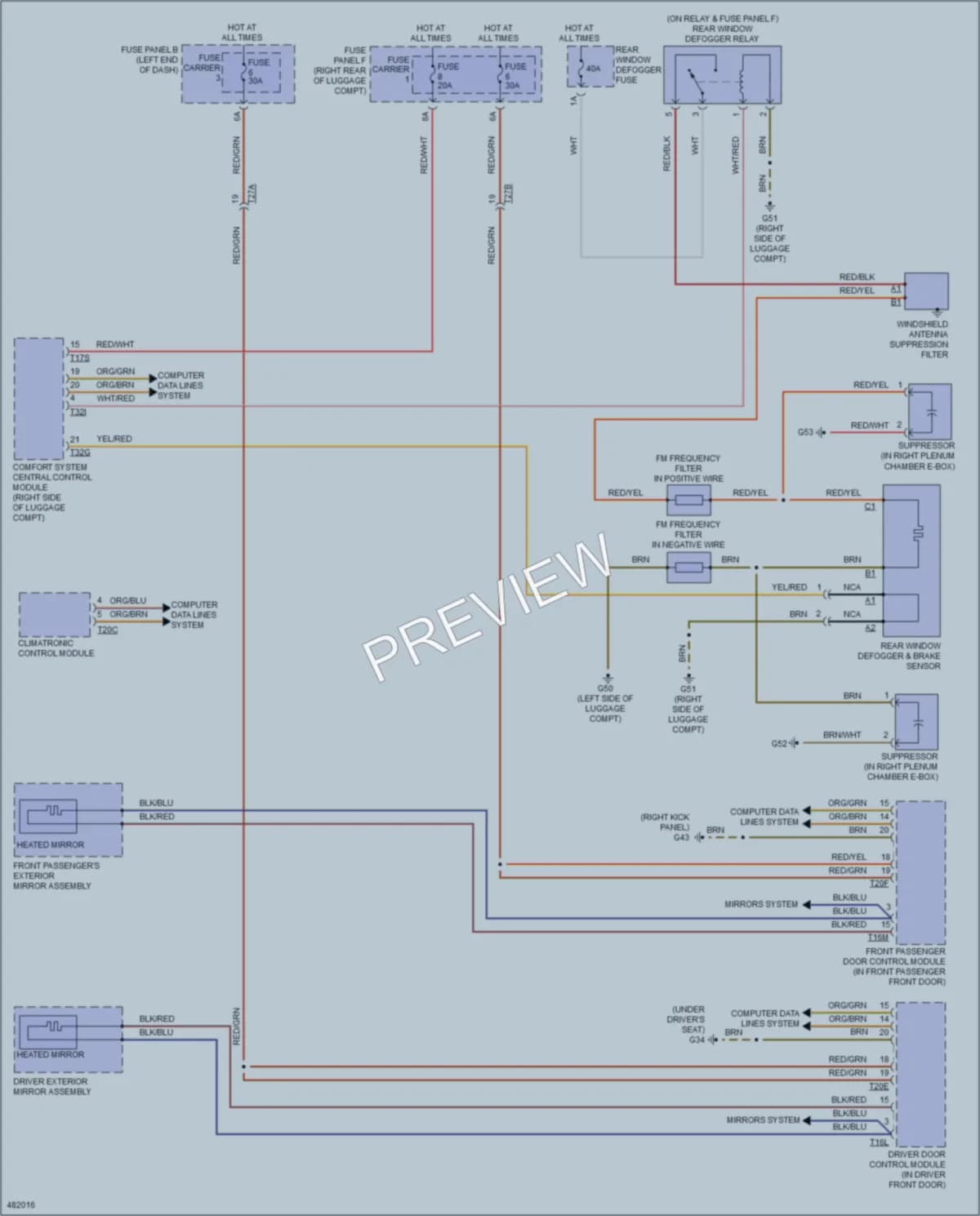 2015 Audi RS7 Defoggers wiring diagram preview