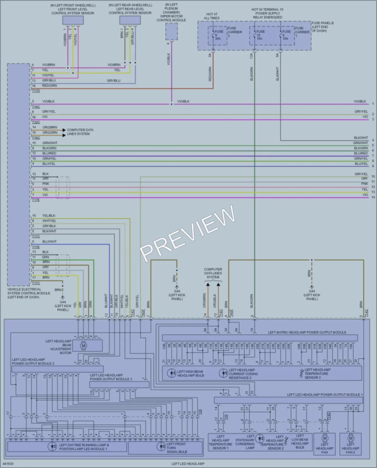 2015 Audi RS7 Headlights wiring diagram preview