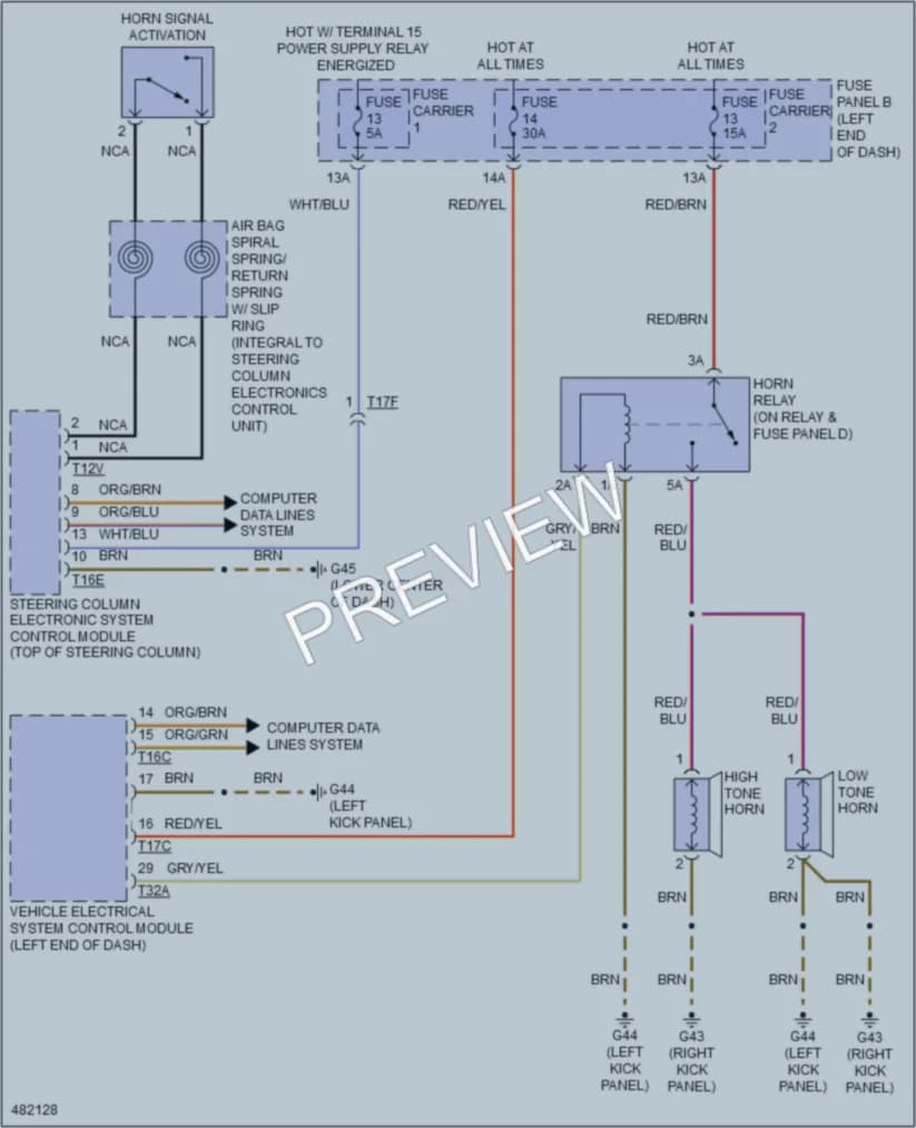 2015 Audi RS7 Horn wiring diagram preview
