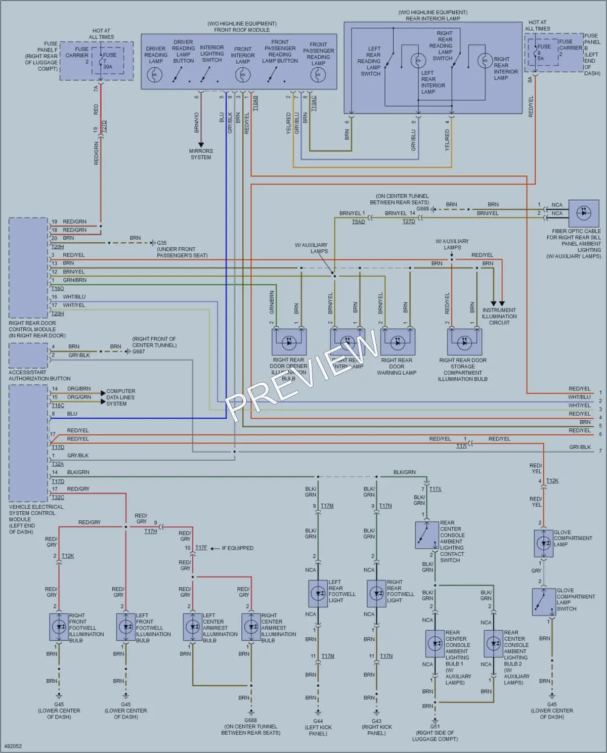 2015 Audi RS7 Interior Lights wiring diagram preview