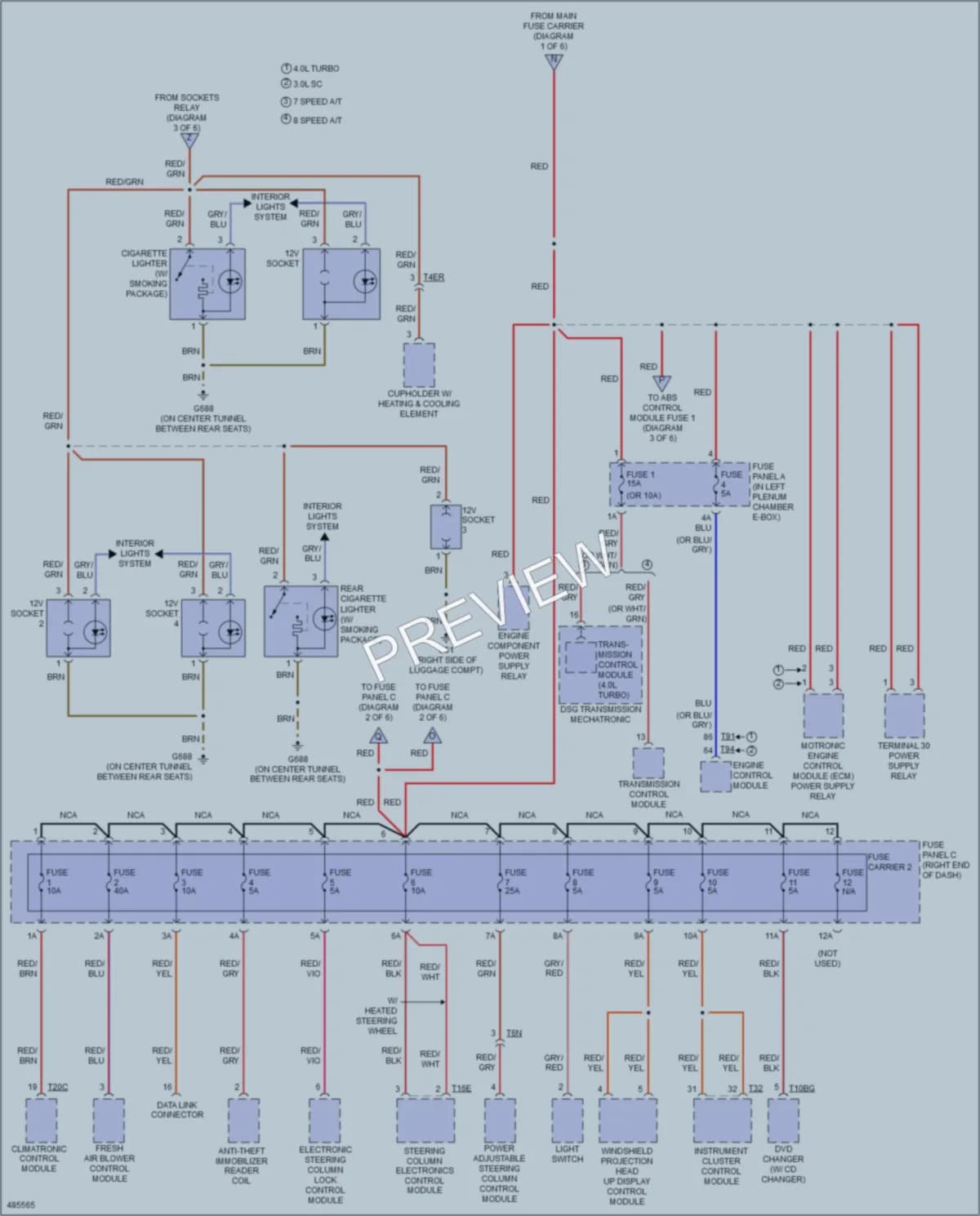 2015 Audi RS7 Power Distribution wiring diagram preview