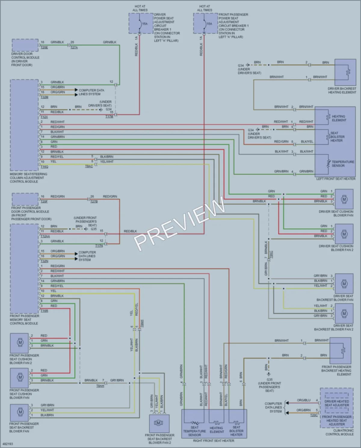 2015 Audi RS7 Power Seats wiring diagram preview