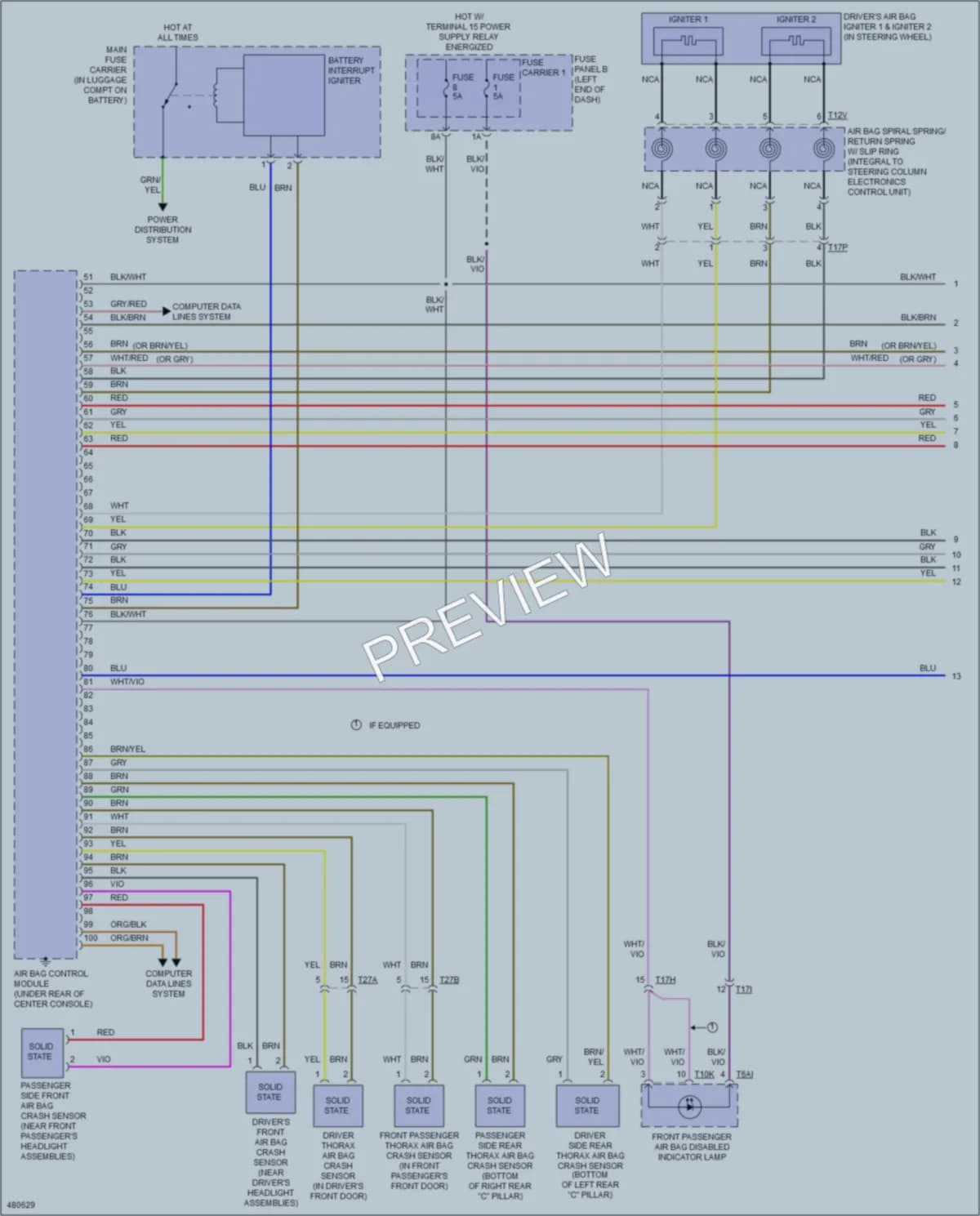 2015 Audi RS7 Supplemental Restraints wiring diagram preview