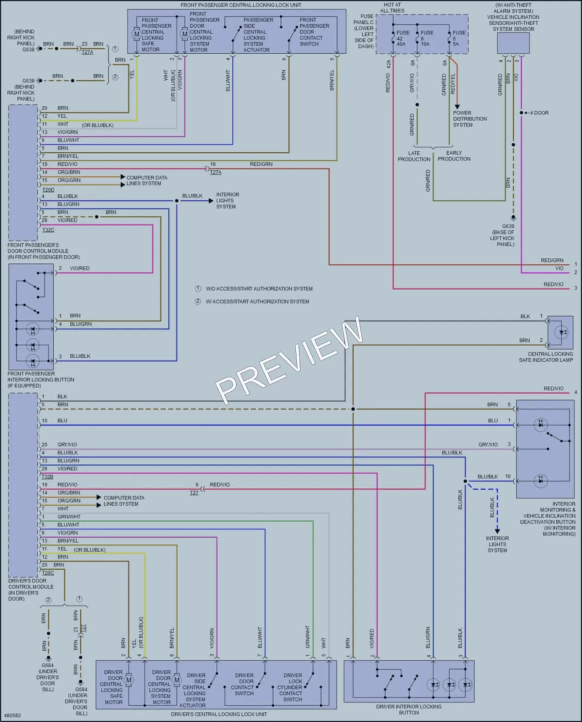 2015 Audi S3 Power Door Locks wiring diagram preview