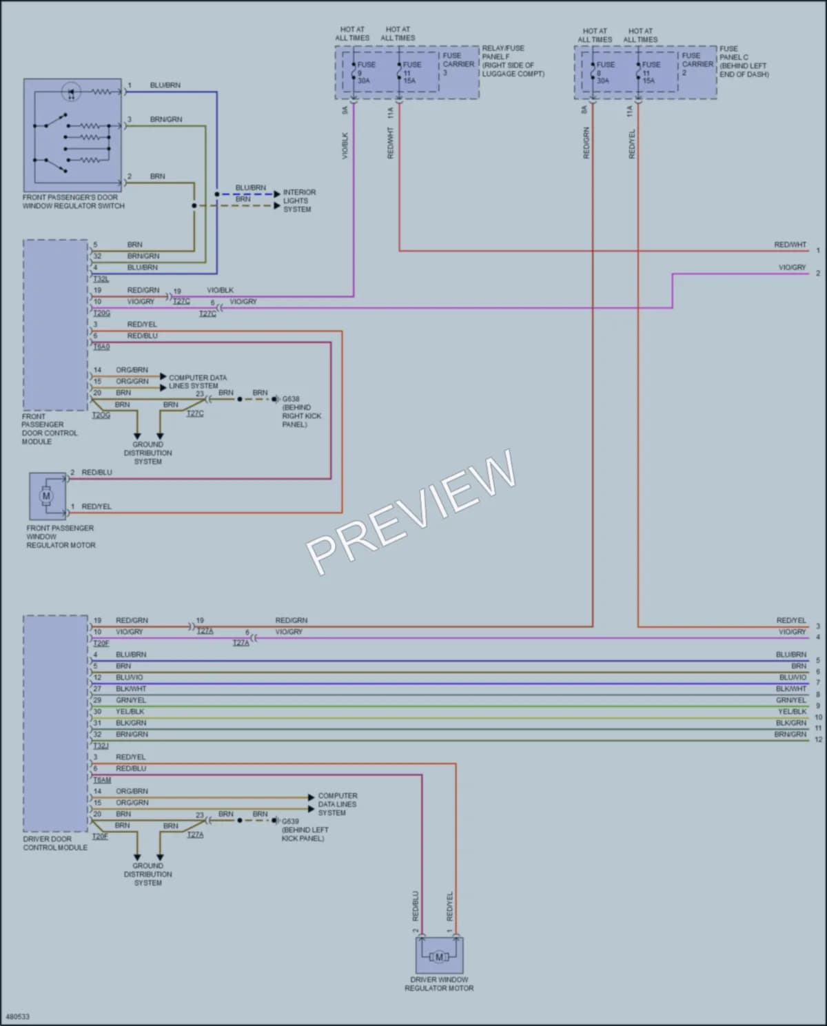 2015 Audi S4 Power Windows wiring diagram preview