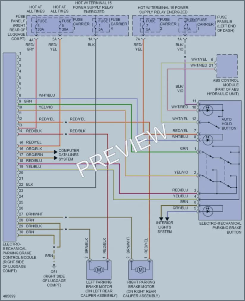 2015 Audi S6 Shift Interlock wiring diagram preview