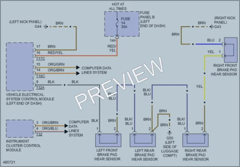 2015 Audi S7 Warning Systems wiring diagram preview