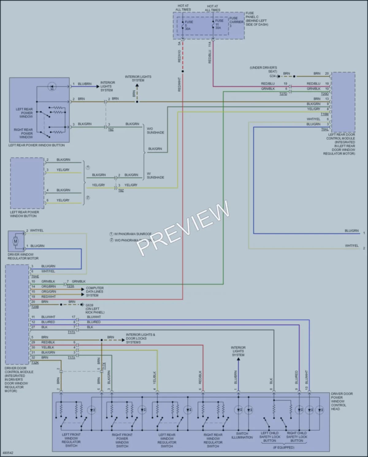 2015 Audi S8 Power Windows wiring diagram preview