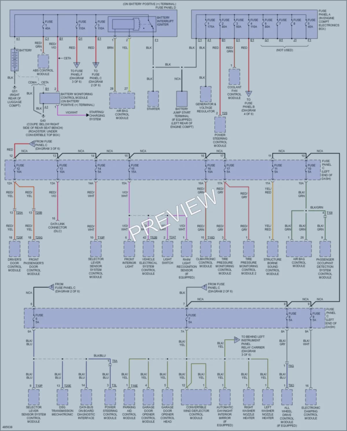 2015 Audi TT Power Distribution wiring diagram preview